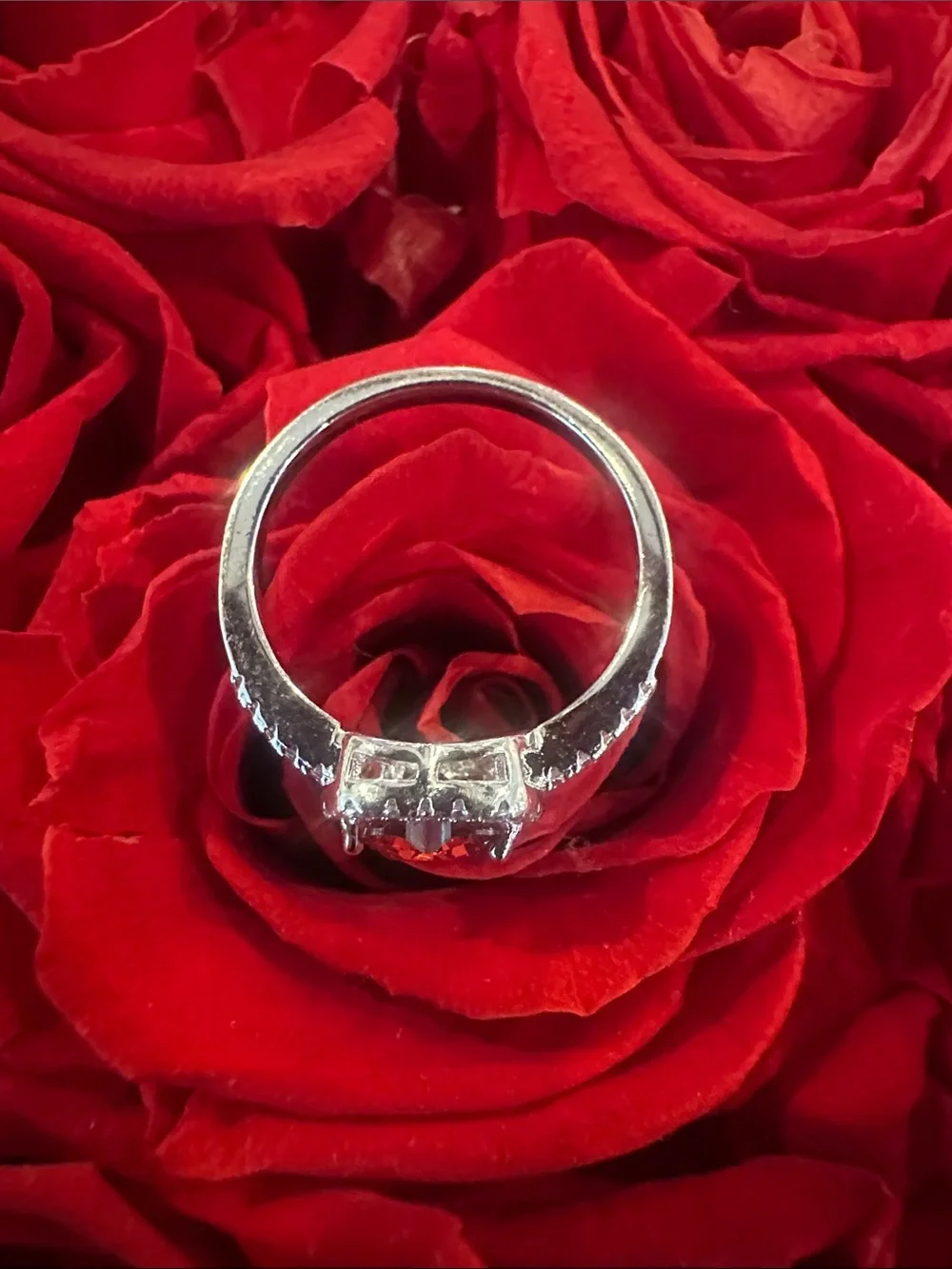 925 silver created stone halo Heart ring